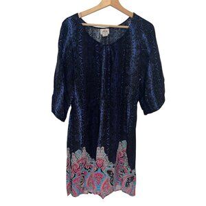 Ariat Womens M Blue & Purple Snake Print Dress With Paisley Hem